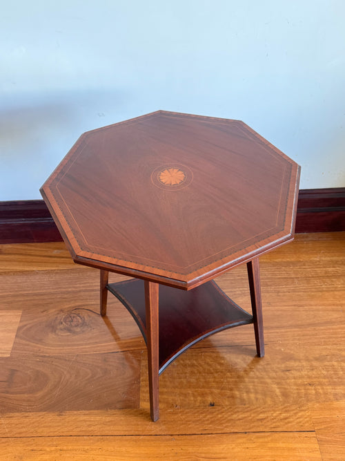 Antique Edwardian hexagonal side table